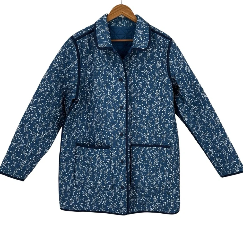 Land’s End Reversible Quilted Barn Jacket Coat Women’s XL - Picture 4 of 14